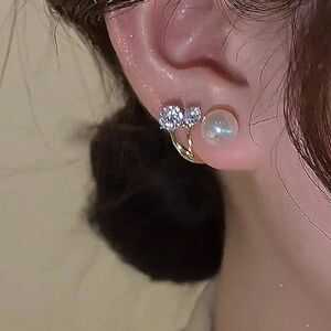 4pairs Rhinestone & Faux Pearl Decor Earring Jackets
